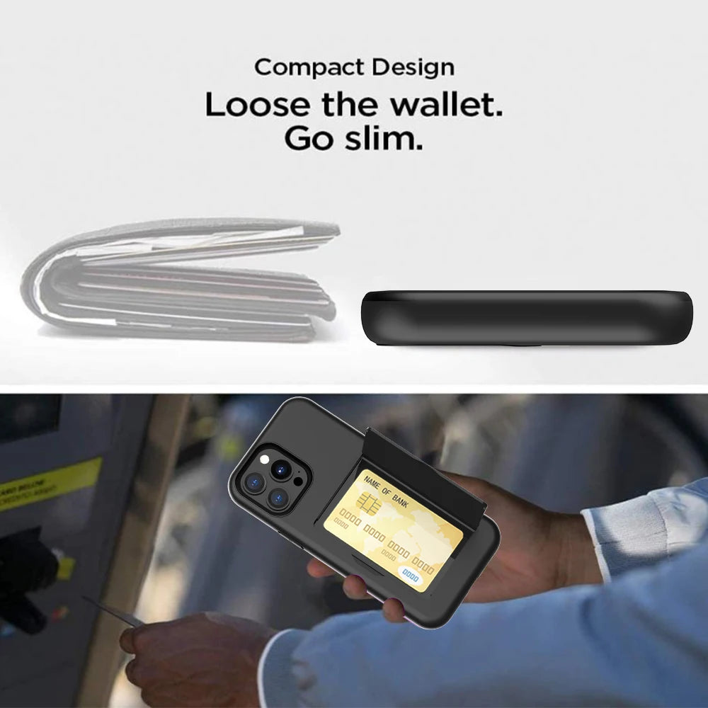 Rugged Dual-Layer iPhone Case with Hidden 3 Cards Slot