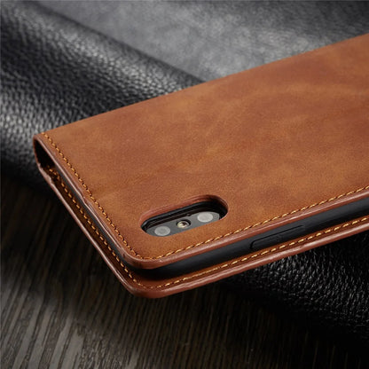 Thin Suede Leather Wallet Case for iPhone Flip Cover Strong Magnet