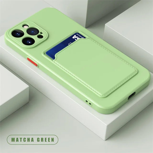 Soft Silicone Wallet Case for iPhone – Sleek Card Holder & Protective Back Cover"