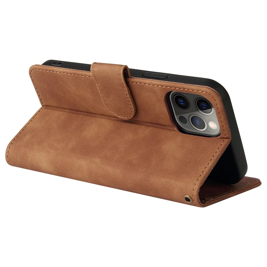 ZZXX Leather Wallet Phone Case For iPhone Flip Card Slot Holder Cover