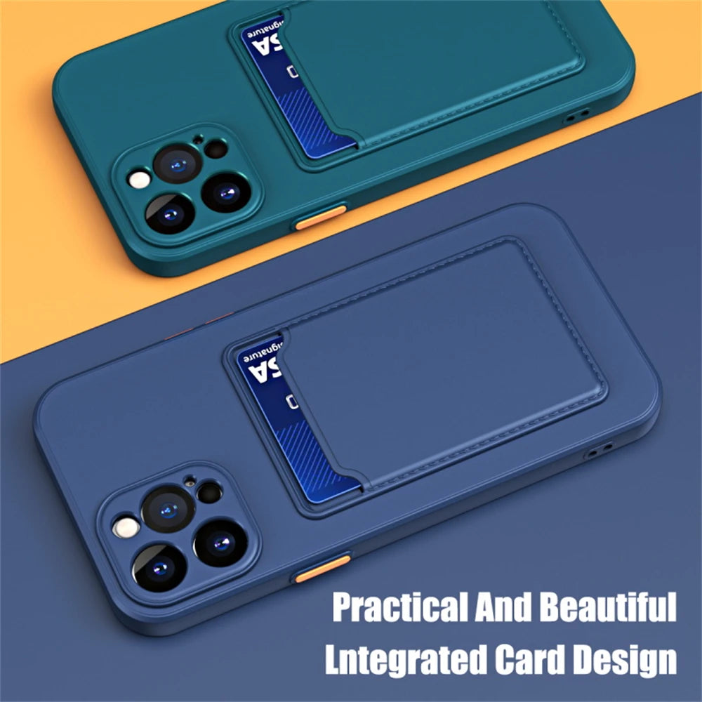 Soft Silicone Wallet Case for iPhone – Sleek Card Holder & Protective Back Cover"