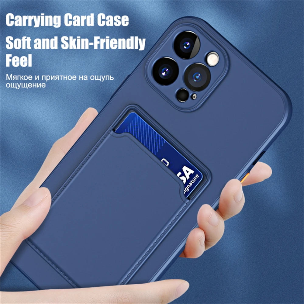 Soft Silicone Wallet Case for iPhone – Sleek Card Holder & Protective Back Cover"