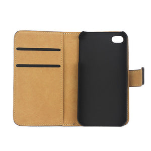 Genuine Split Leather Wallet Case for iPhone 4 4S Black - iPhone Accessories - iPhone 4 Cases | iPhone 4S Case - 6