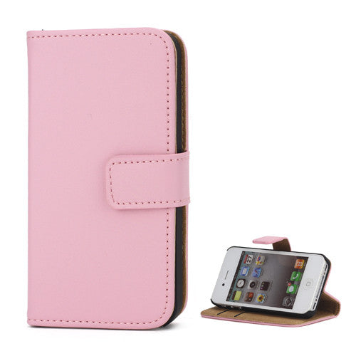 Genuine Split Leather Wallet Case for iPhone 4 4S Pink - iPhone Accessories - iPhone 4 Cases | iPhone 4S Case - 2