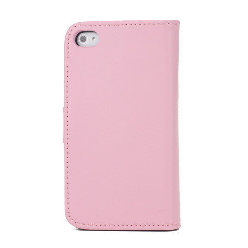 Genuine Split Leather Wallet Case for iPhone 4 4S Pink - iPhone Accessories - iPhone 4 Cases | iPhone 4S Case - 4