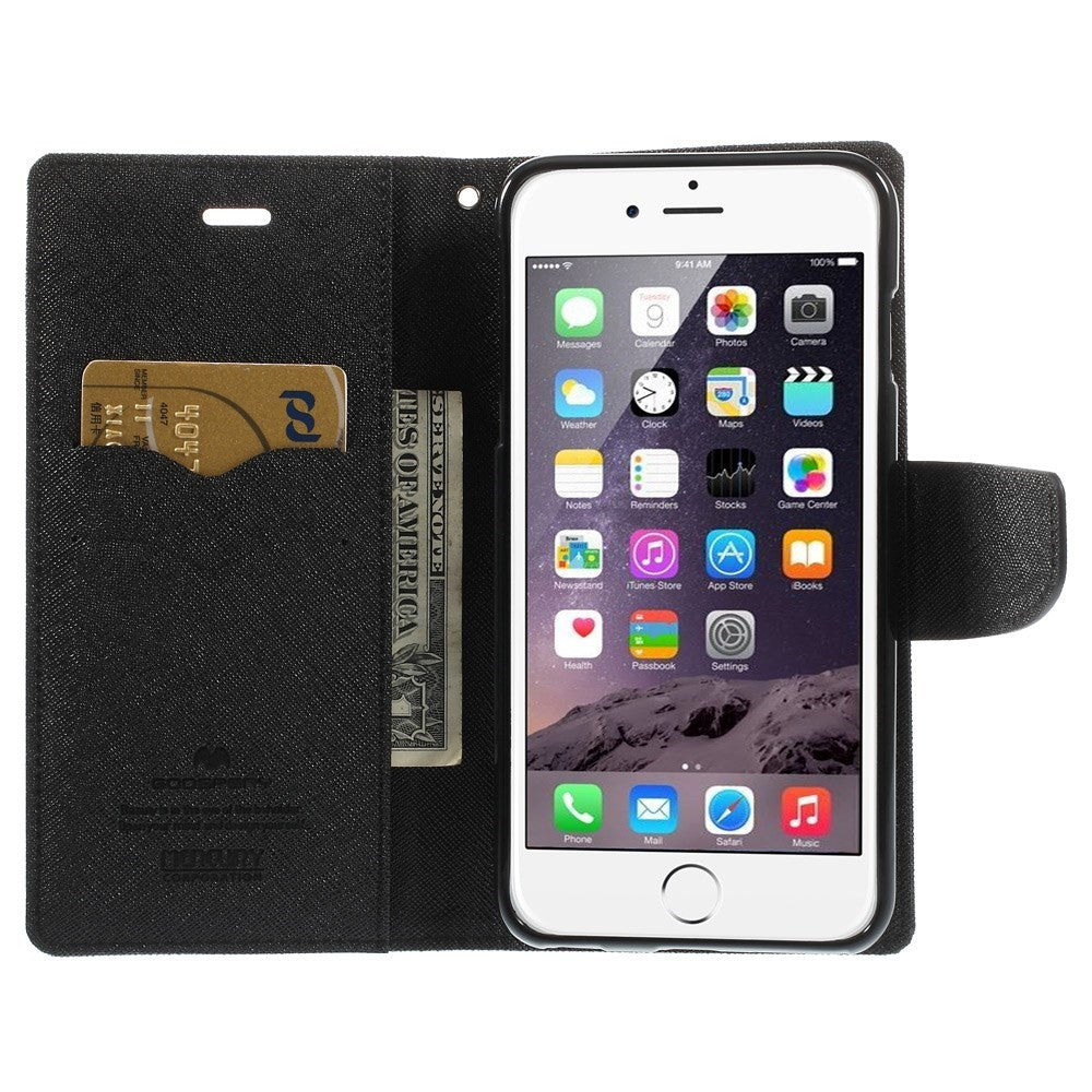 Mercury PU Leather Wallet case iPhone 6/6S Plus Black - iPhone Accessories - iPhone 6 Plus Case | iPhone 6S Plus Case - 6