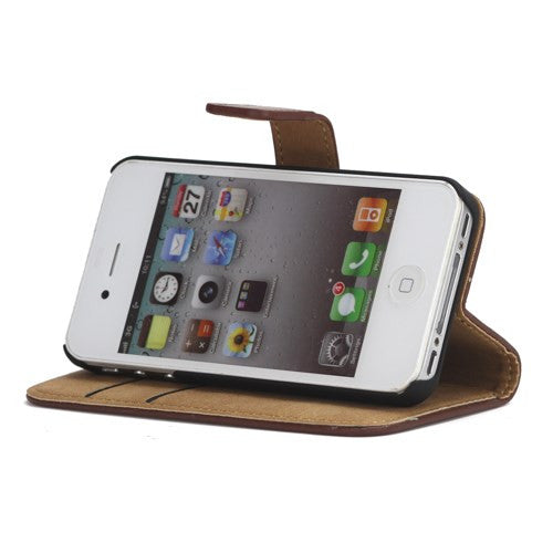 Genuine Split Leather Wallet Case for iPhone 4 4S - Vintage - iPhone Accessories - iPhone 4 Cases | iPhone 4S Case - 3