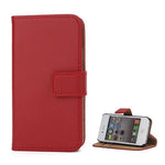 Genuine Split Leather Wallet Case for iPhone 4 4S Red - iPhone Accessories - iPhone 4 Cases | iPhone 4S Case - 1