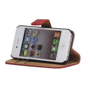 Genuine Split Leather Wallet Case for iPhone 4 4S Red - iPhone Accessories - iPhone 4 Cases | iPhone 4S Case - 3