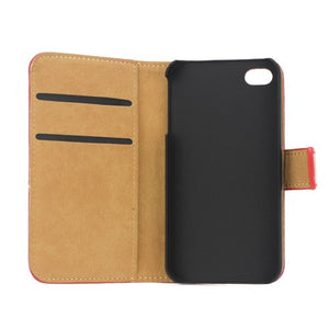 Genuine Split Leather Wallet Case for iPhone 4 4S Red - iPhone Accessories - iPhone 4 Cases | iPhone 4S Case - 6