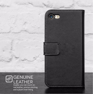 Genuine Leather Flip Wallet Case with Cash / Card Slots For Apple iPhone 7