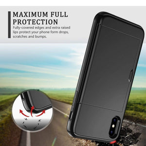 Armor Slide Card Case For iPhone with Card Slot Holder