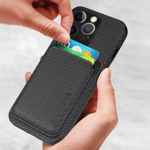 Carbon Fiber Leather Card Magsafe Case For iPhone