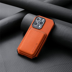 Carbon Fiber Leather Card Magsafe Case For iPhone
