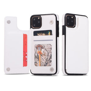 PU Leather Wallet Case with Card Pockets Back Flip Cover for iPhone