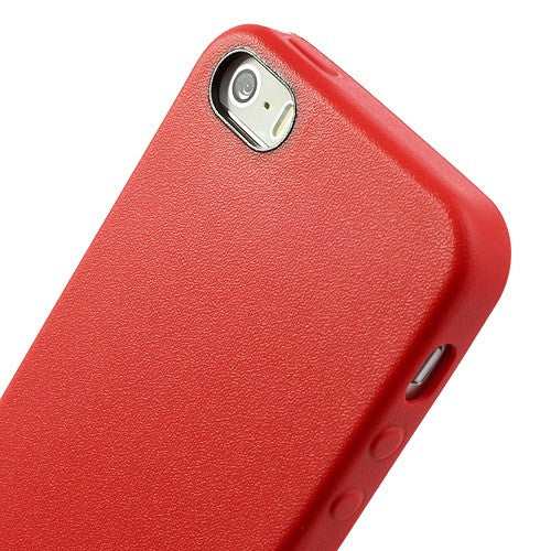 TPU Leather Trim iPhone SE / 5 / 5S Case Cover - Red - iPhone Accessories - iPhone SE Case | iPhone 5 5S Cases - 5
