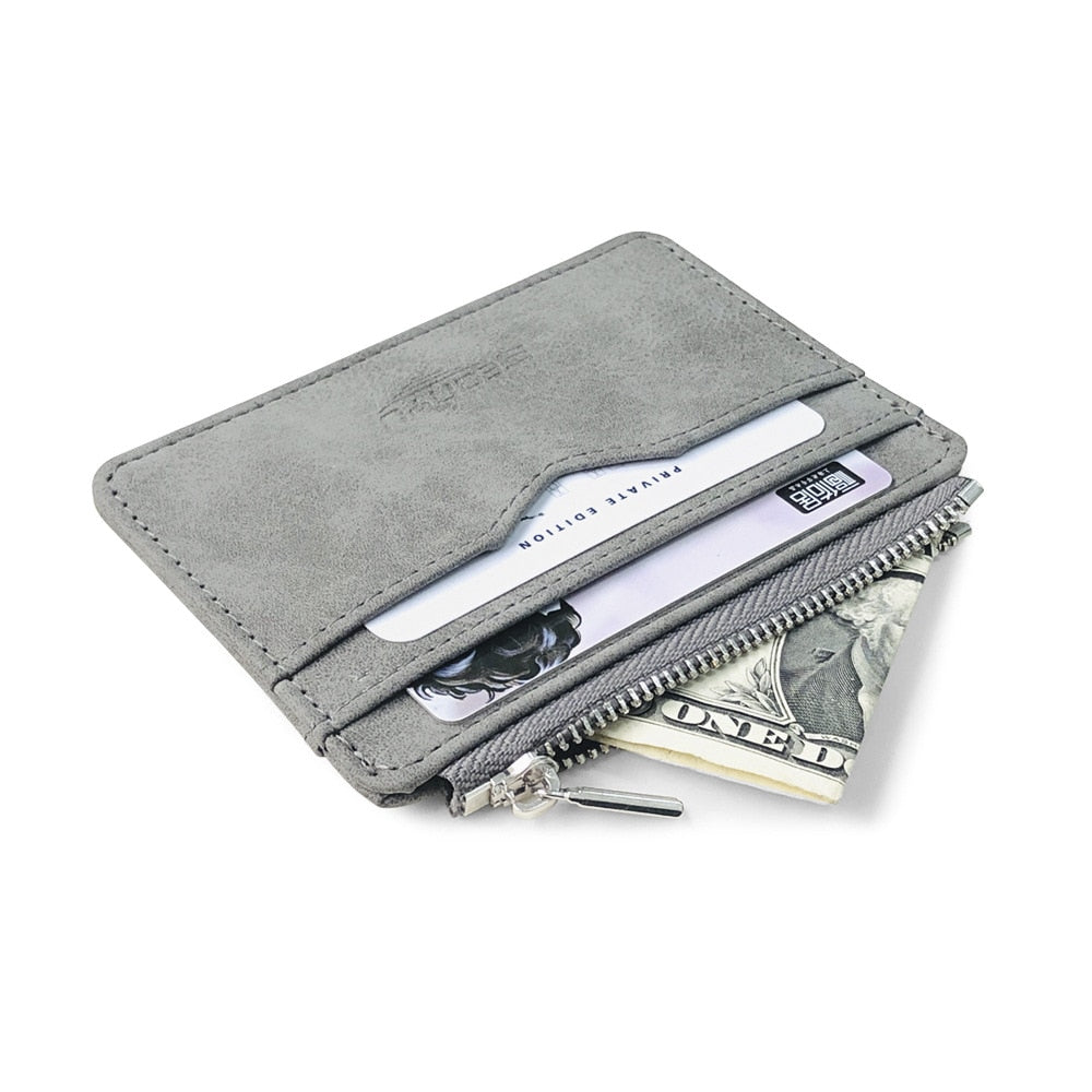 Card Wallet Short Matte Leather Minimalist Card Holder