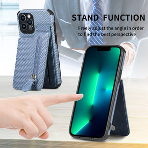 Zipper Cards Wallet Leather Case For iPhone 11 - 14 Series