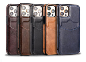 Card Slot Cover PU Leather Wallet Case For iPhone