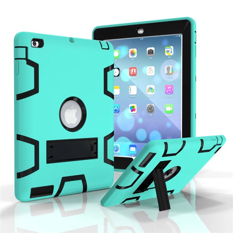 Kids Safe Armour Shockproof Heavy Duty Silicon+PC Stand Case Cover For Apple iPad 2 3 4
