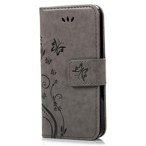 Flower Printing Design PU Leather Stand Wallet for iPhone 5 5S SE with Card Slots - iPhone Accessories - iPhone SE Case | iPhone 5 5S Cases - 12