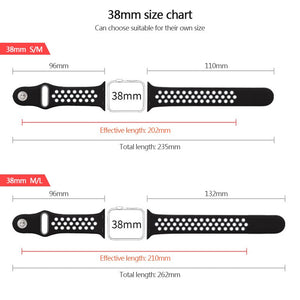 Flexible Breathable Silicone Sports Band for Apple Watch Series 1&2 42MM 38MM