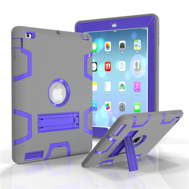 Apple iPad 4 3 2 Armour Shockproof Heavy Duty Silicone Hard Stand Cover