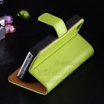 Genuine Split Leather Wallet Case for iPhone 4 4S - Green