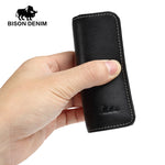 BISON DENIM Genuine Leather Slim Mini Wallet