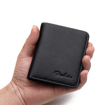 BISON DENIM Genuine Leather Slim Mini Wallet