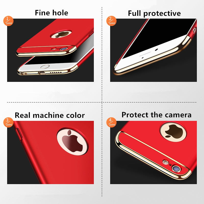 360 Degrees Luxury Ultra-thin 3in1 Plating Frosted Shockproof Armour Case for iPhone